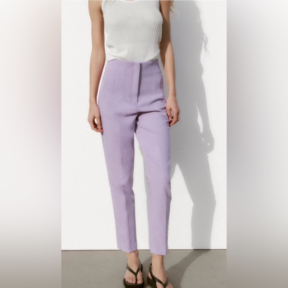 Zara High Waist Trousers 7102/062/629 NWT size Small Lavender